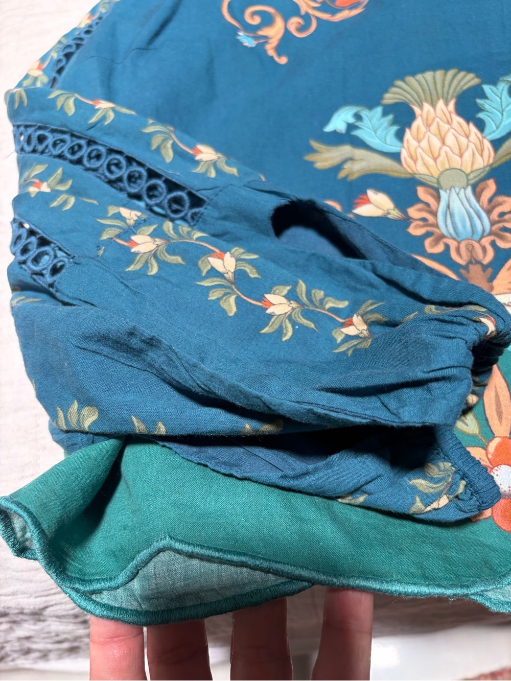 Farm rio anthropologie Floral Cutout Long-Sleeve Top - Picture 6 of 6